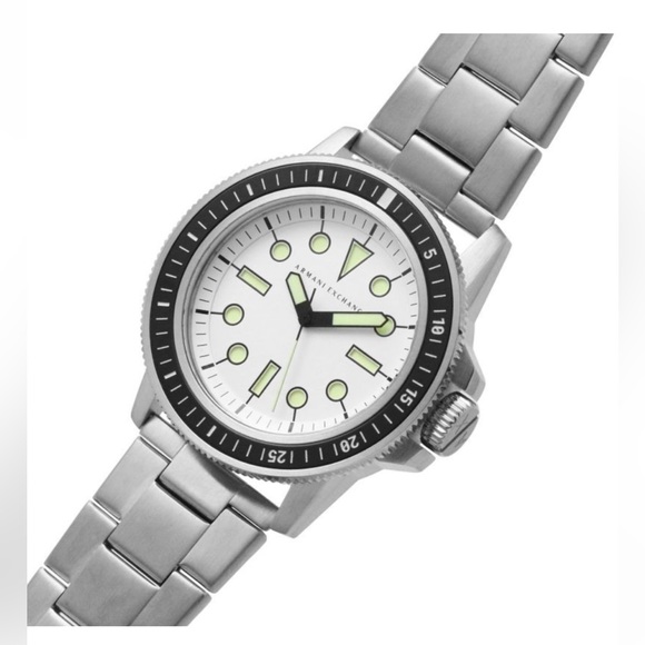 ARMANI EXCHANGE Mens LEONARDO Round White Dial Stainless Steel Bracelet Watch - Picture 4 of 9